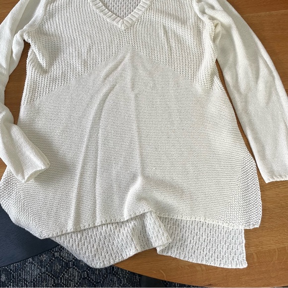 Prana Deedra Sweater White Cotton Long Tunic V-Neck Size XL - Picture 11 of 11